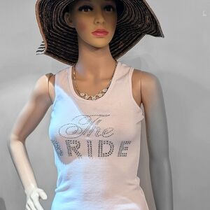 The Bride new no tags white rhinestone racerback tank top medium large. Boda